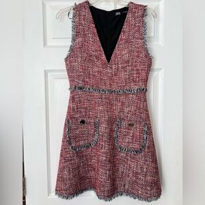 Red tweed dress